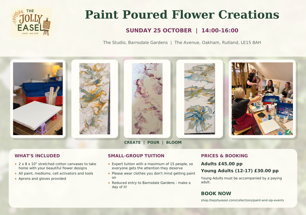 Paint Poured Flower Creation Workshop - Barnsdale Gardens