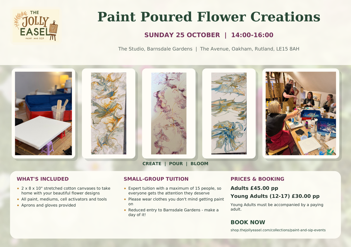 Paint Poured Flower Creation Workshop - Barnsdale Gardens